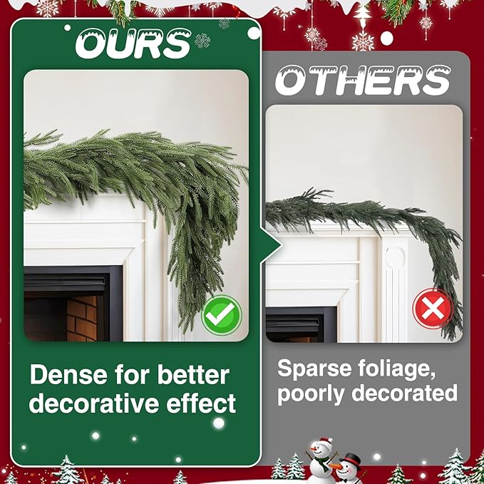 12ft Christmas Norfolk Pine Garland - Image 2