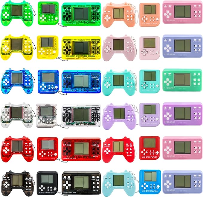 36 Pack Video Game Keychain Mini Square Handheld Video Game Key Chain by Unknown