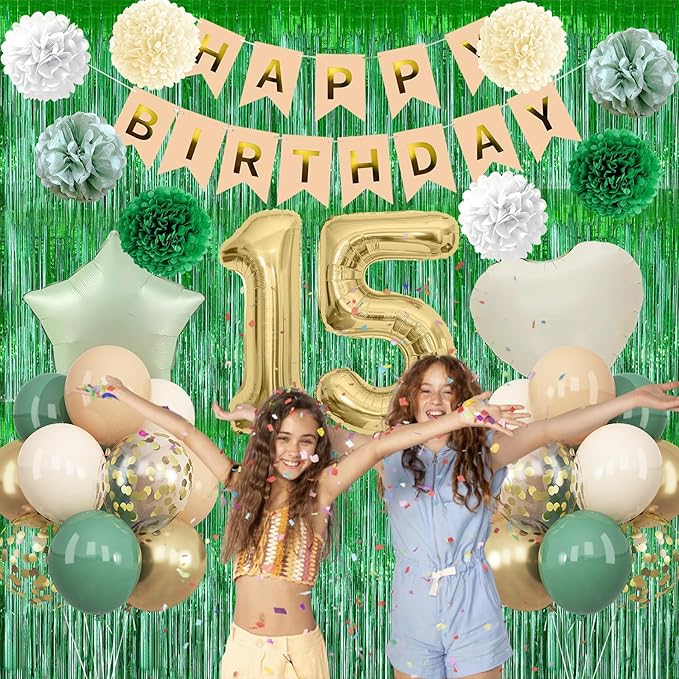Sage Green 15th Birthday Decorations - Image 3
