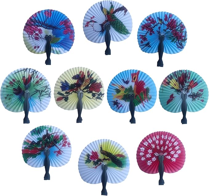 30 Pcs 3.5" Mini Chinese Oriental Handheld Floral Folding Paper Fans Bulk by Bestage