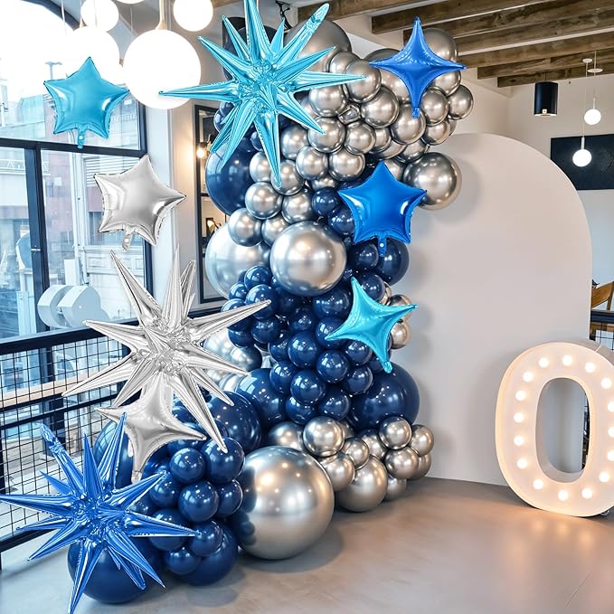 Blue Silver Star Balloon - Image 3