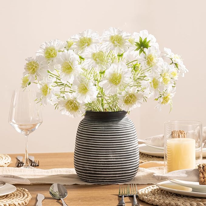 Ceramic Rustic Vase, 7.48" Flowers Pottery Vases Home Decor Round Wide-Mouth - Image 6