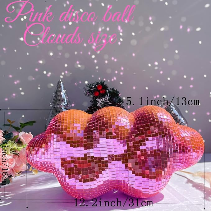 Pink Disco Ball Cloud Shaped, Hanging Disco Decor - Image 6