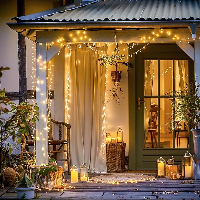 JMEXSUSS 163ft 500 LED Warm White Christmas Lights Outdoor, 8 Modes Remote - Image 4
