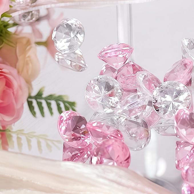 Acrylic Diamond Fake Gems Vase Filler, Babenest 240pcs 3/4 Inch Faux Diamonds - Image 2