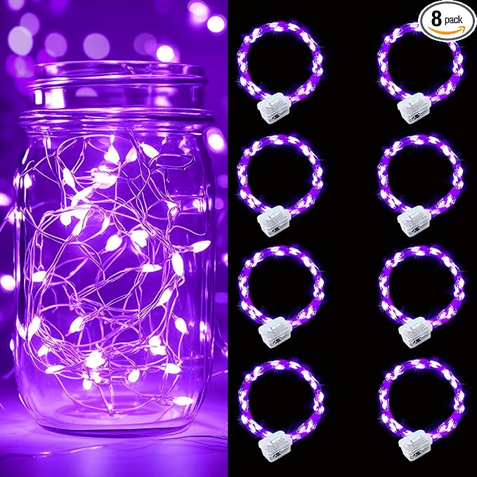 pozzolanas 8 Pack Purple Battery Operated String Lights - 7ft Waterproof Fairy by pozzolanas