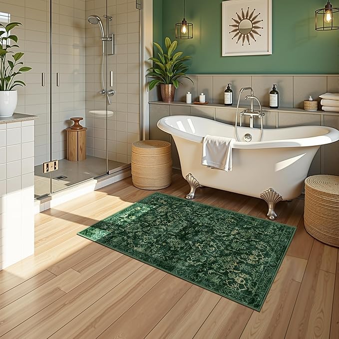 Dark Green Area Rug 2x3 Entryway Rug - Image 3