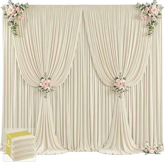 20ft x 12ft Beige Backdrop Curtains Wrinkle Free Backdrop Curtain by Tao-GePartyDecorations