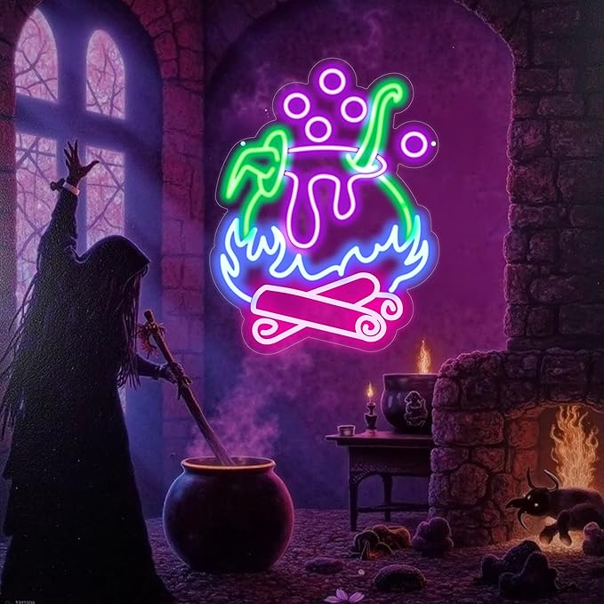 "Witch Brew" Cauldron Neon Sign - Image 6