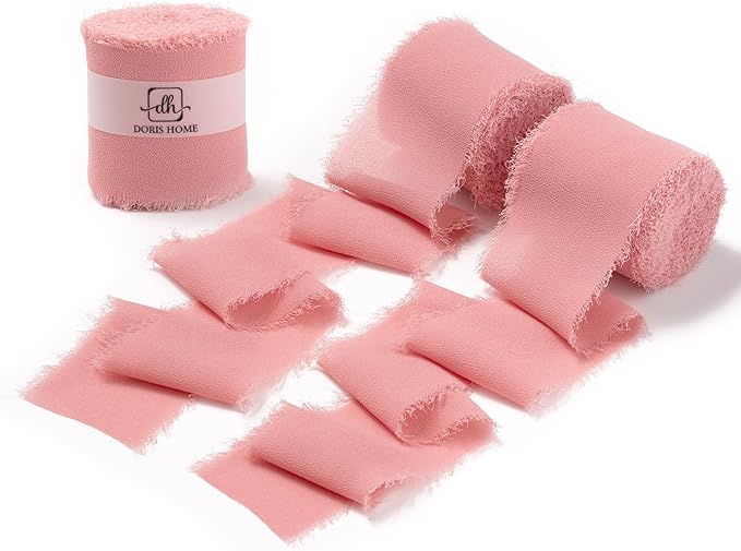 DORIS HOME Dusty Rose Chiffon Ribbon by DorisHome