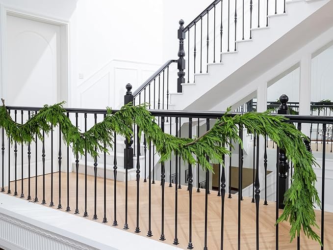 15FT Christmas Garland Real Touch Norfolk Pine Garland Winter Pine Garland - Image 3