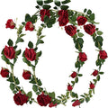 FiveSeasonStuff Classic Red Artificial Silk Roses Flower Garland, Bendable by FiveSeasonStuff
