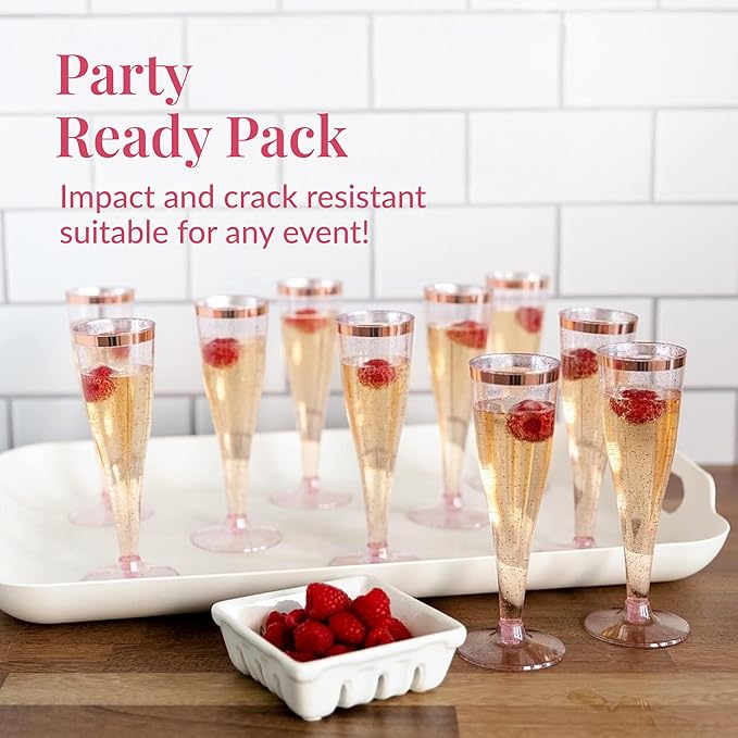 Prestee Set of 24 Plastic Champagne Flutes Disposable - Image 6