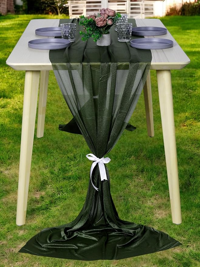 MDS 25 Pack 10ft Chiffon Table Runner 29 x 120 Inches Sheer Wedding Runner by MDS