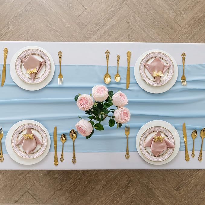 12Pack 9ft Chiffon Table Runner 14x108 Inch Sheer Romantic Table Runner - Image 4