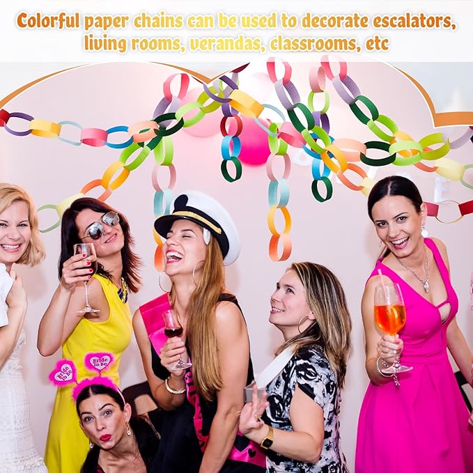 Lincia 600 Sheets Halloween Paper Chain Garland, Construction DIY Crafts Chain - Image 5