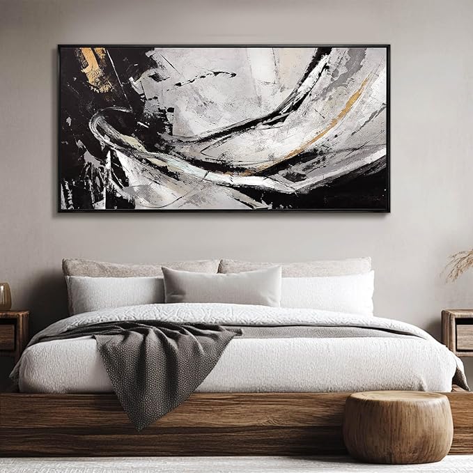Home Decor Black and White Abstract Painting - Image 3