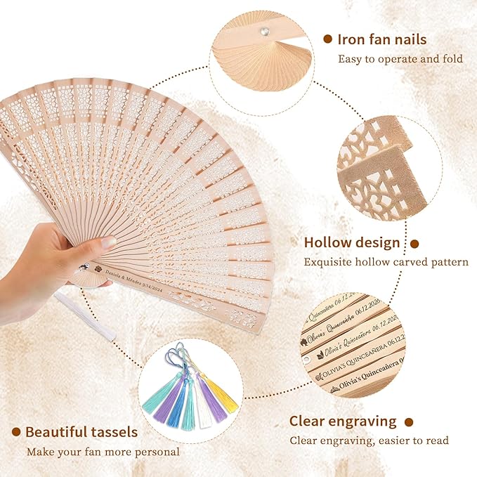 30Pcs Custom Wedding Fans for Guests - Image 4
