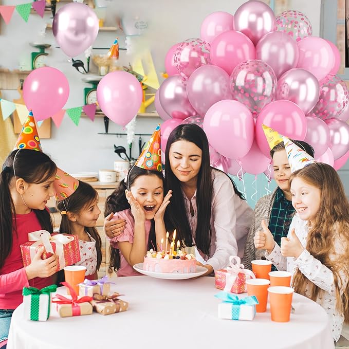 Metallic Chrome Pink 52 PCS 12 Inch Latex Balloons - Image 4