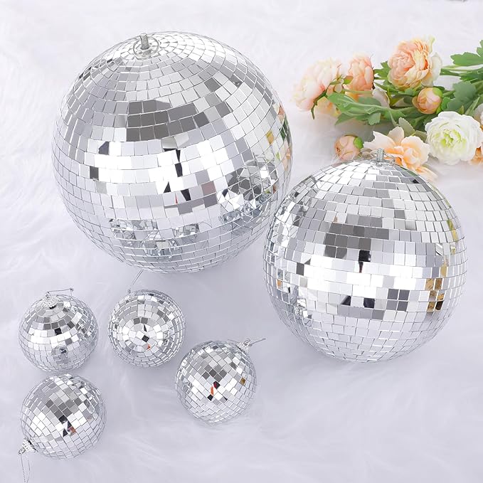 Large Mirror Disco Ball Bright Hanging Disco Ball: 6 Pcs Silver Reflective - Image 8