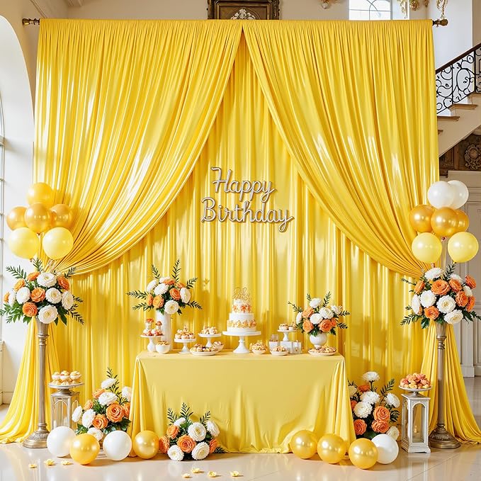 Gold Glitter Backdrop Curtain for Parties Wedding, 10Ft x 10Ft Satin Shimmer - Image 5
