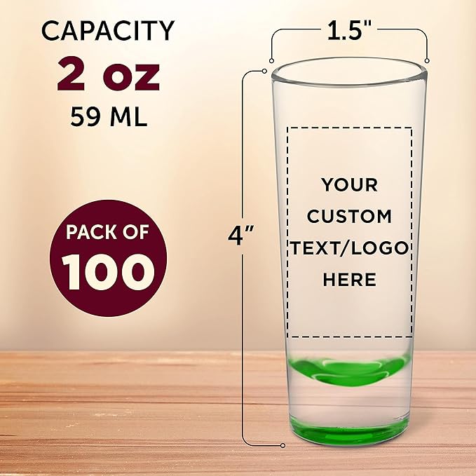 Custom Cordial Shooter Shot Glasses 2 oz. Set of 100, Personalized Bulk Pack - Image 5