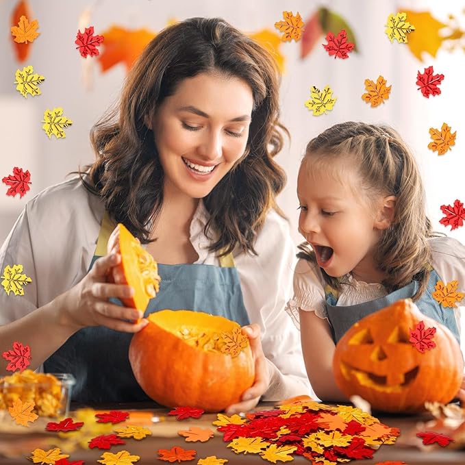 MARFOREVER Fall Maple Leaf Confetti, Thanksgiving Metallic Foil Confetti Autumn - Image 5