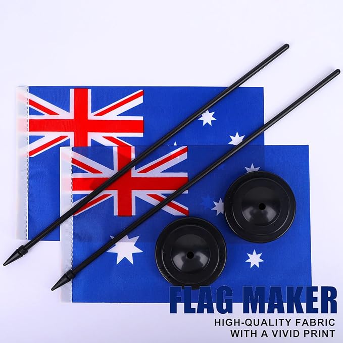 Australia Desk Flag 12" Solid Pole Deluxe Set Australian Flags Banner Mini - Image 5