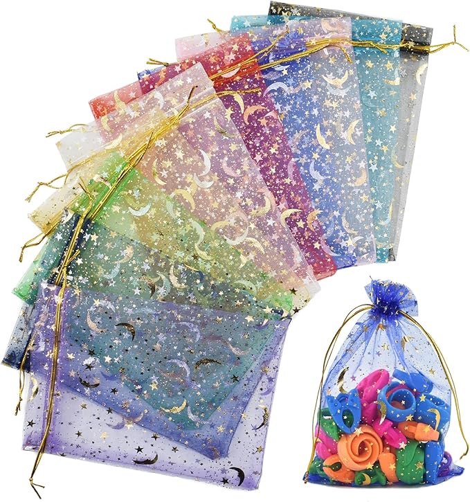 SHRJ 100pcs 10 Colors Organza Sheer Bags by SHRJ