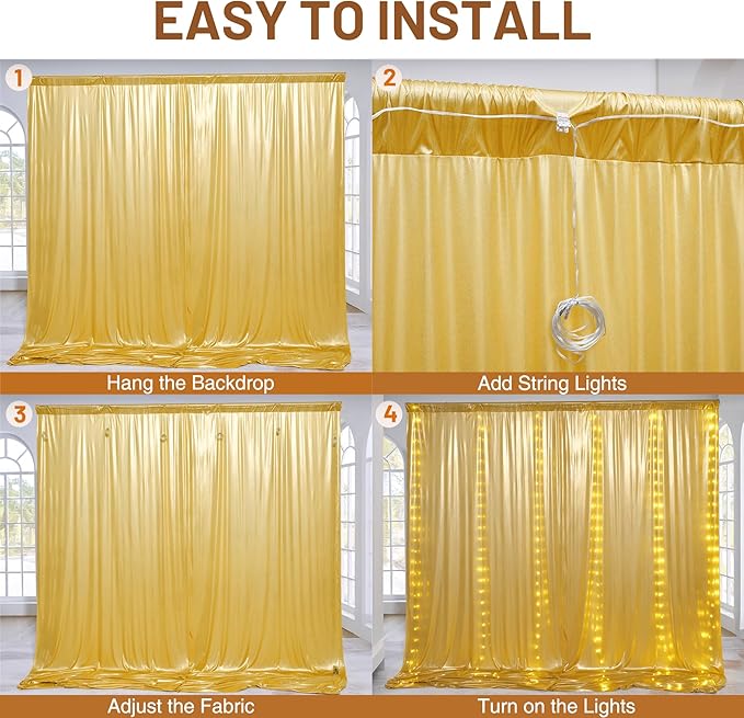 PartyVillage 30x10FT Gold Sequin Backdrop Curtain - Image 7