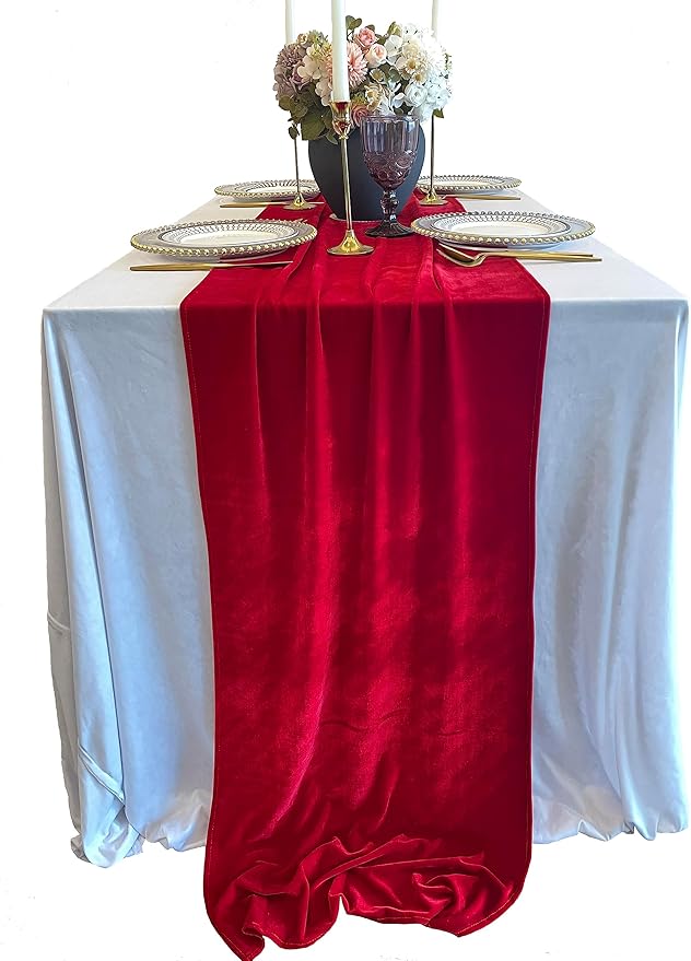 Velvet Table Runner, 10ft Luxurious Wedding Reception Decorations Soft Velvet - Image 2
