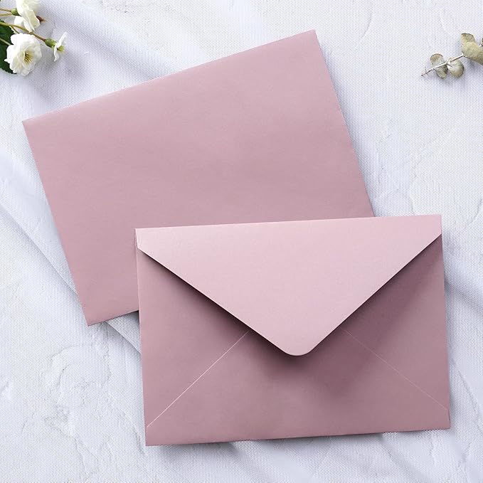 PONATIA 50 PCS/Pack A7 Envelopes, 5.25 x 7.48'' Matte Dusty Rose Envelope - Image 3