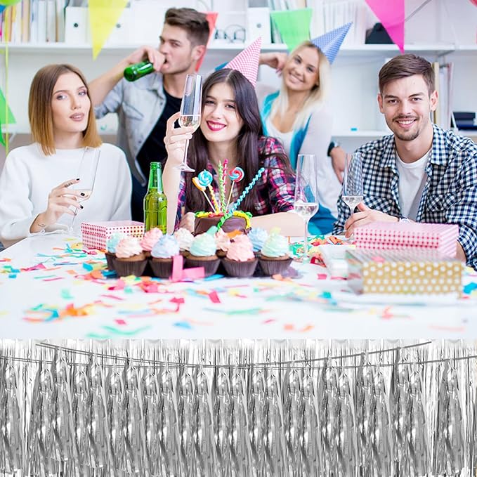 3P Silver Foil Fringe Metallic Tassel Streamers Banner Tassel Garland - Image 5