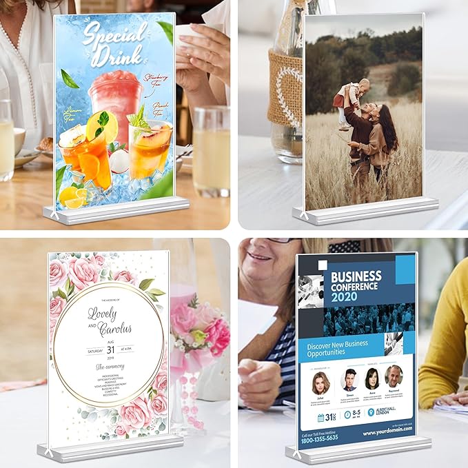 5x7 Acrylic Sign Holder, 12 Pack Vertical Plastic Signs Frame Table Top Display - Image 6