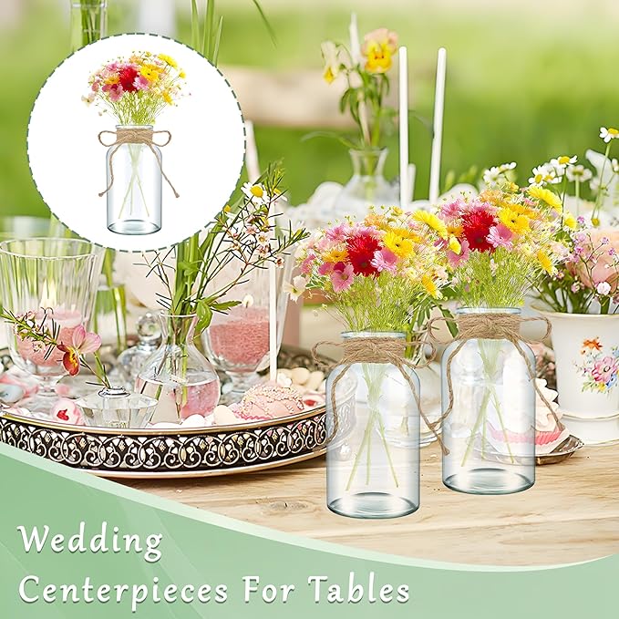 6PCS Transparent Glass Flower Vases - Image 2