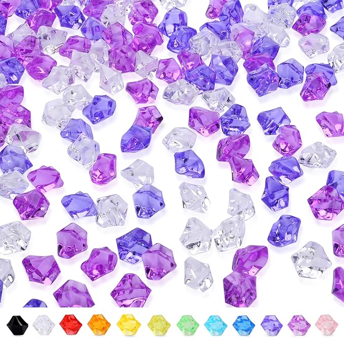 YATOJUZI 500pcs Fake Ice Cubes Purple Assorted Acrylic Crushed Rocks Vase by YATOJUZI