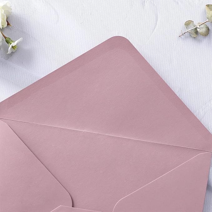 PONATIA 50 PCS/Pack A7 Envelopes, 5.25 x 7.48'' Matte Dusty Rose Envelope - Image 9