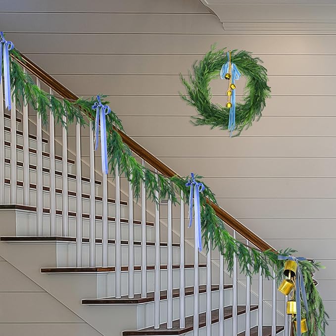 Jutom Christmas Norfolk Pine Garland Realistic Artificial Faux Greenery Cedar - Image 6