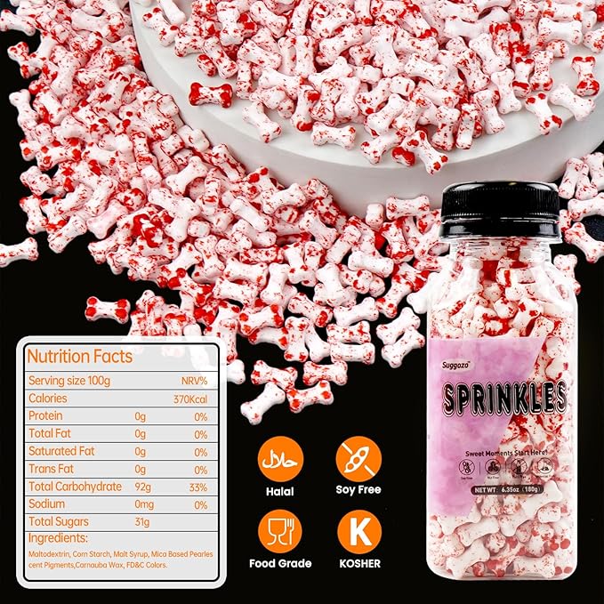 Halloween Sprinkles, Bloody Dog Bones Candy, Halloween Candy, Edible Sprinkles - Image 2