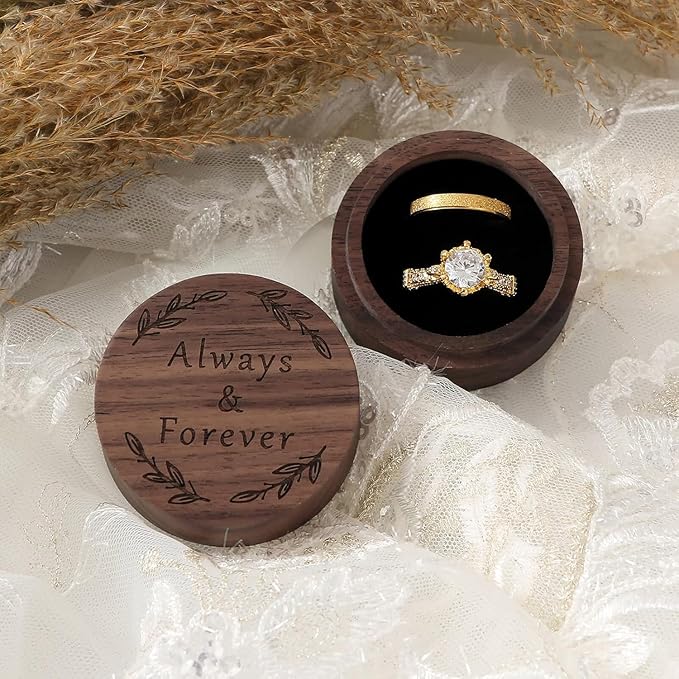 Ring Box, Wooden Ring Box for Wedding Ceremony Ring Bearer Box, Engagement Ring - Image 5