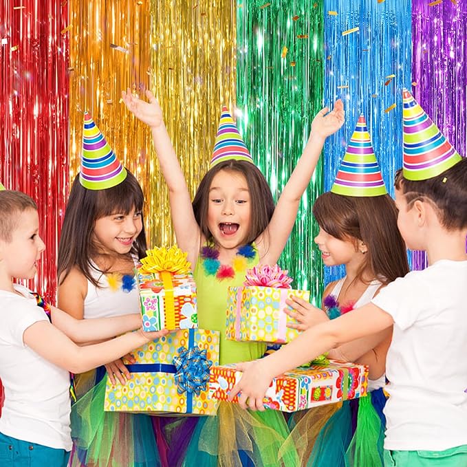 2 Pack Rainbow Metallic Tinsel Foil Fringe Curtains, Door Streamers Photo Booth - Image 4