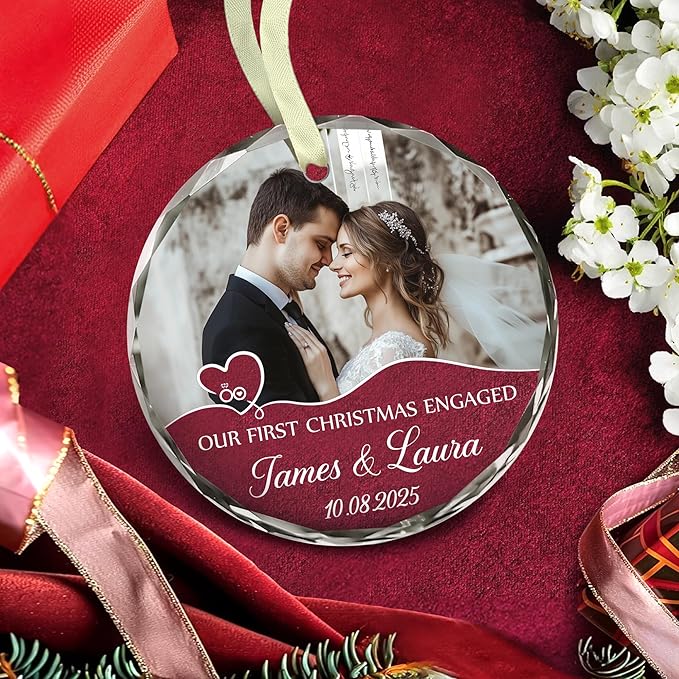 Personalized Our First Christmas Engaged Ornaments - Image 2