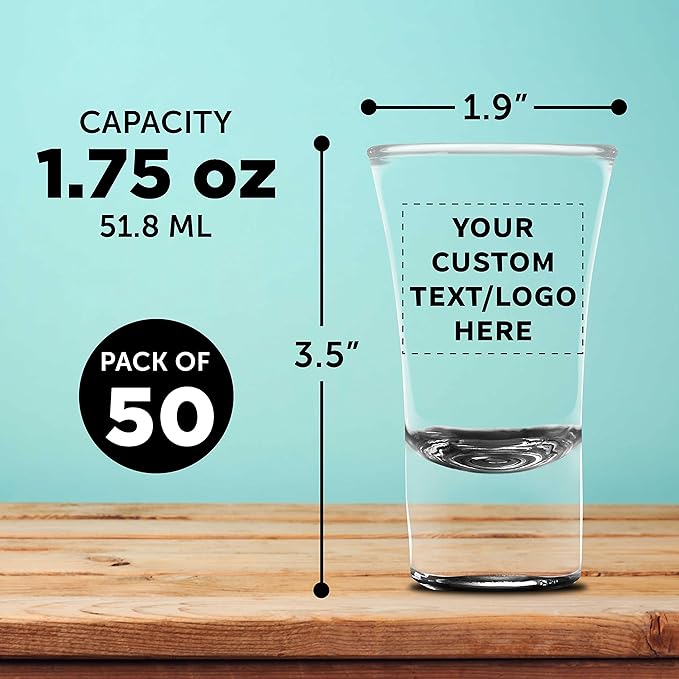 Custom 2 oz. Lord Shooter Etched Shot Glasses, 50 pack, Personalized Text - Image 5