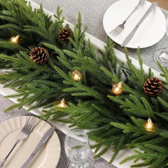 6FT Christmas Artificial Norfolk Pine Garland - Image 8