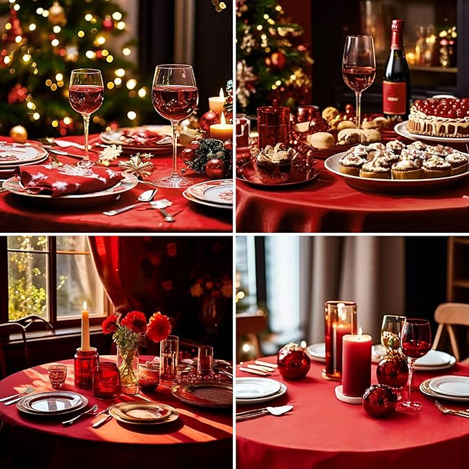 Round Tablecloth 120 Inch Tablecloth 6 Pack Red Table Cloths Washable - Image 3