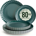 Trendables Scalloped Paper Plates 8.5 Inch & 10.5 Inch 80 Pcs Dinner Plate Set by Trendables