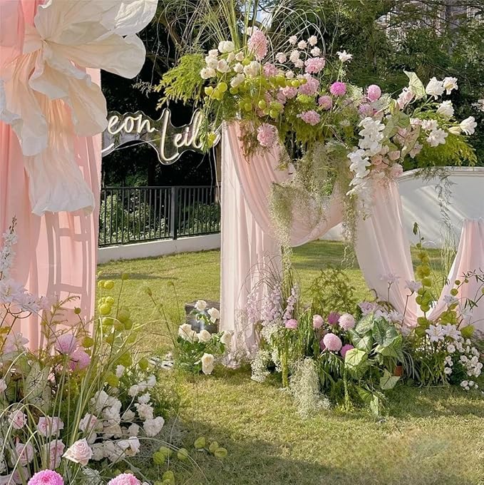 MLMW Wedding Arch Draping Fabric 4 Panels 29" x 20Ft Easter Pink Sheer Wedding - Image 5