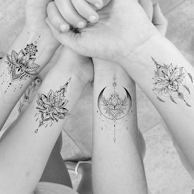 15 Sheets Sexy Black Lotus Temporary Tattoos - Image 3