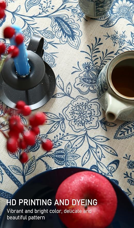 ISAENNE Designer French Linen Round Tablecloth, Durable Home Decor Tablecloths - Image 4