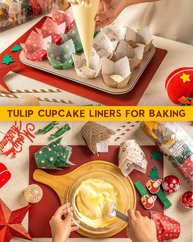 Katbite Christmas Tulip Cupcake Liners 200PCS, Muffin Baking Cupcake Liners - Image 6